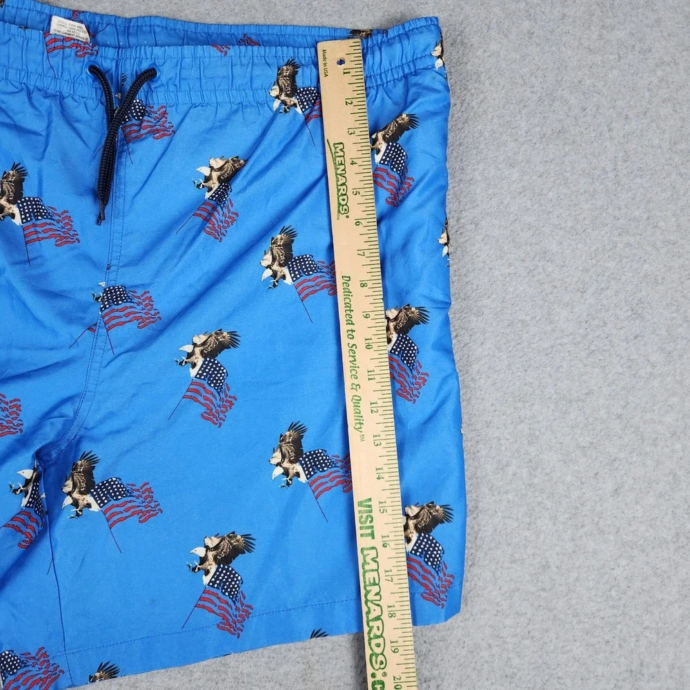 Wave Zone Swim Trunks Shorts Mens XL Blue Mesh Eagle American Flag Patriotic